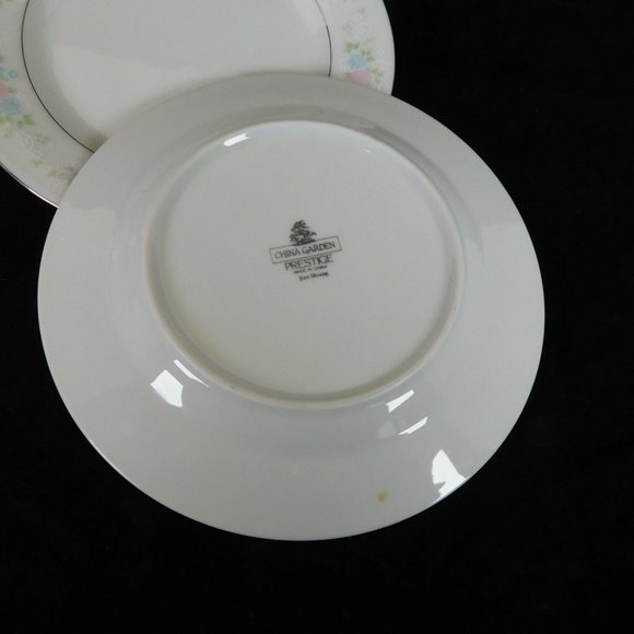 Set of 2 China Garden Prestige Bread Butter Plate 7.125 in Roses Platinum Trim - Picture 3 of 6